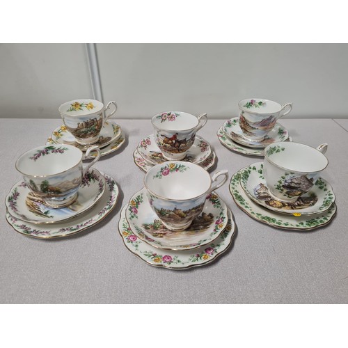 21 - 18 piece - Royal Albert Traditional British Songs Series Of Six - Bonnie Banks O'Loch Lomon, Men Of ... 