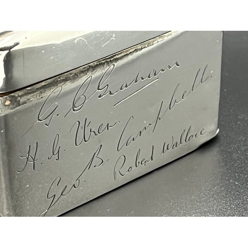 26 - WW2 Hallmarked silver cigar box presented to Lieut. R.C. MacGregor, XIth Bn. The Highland Light Infa... 