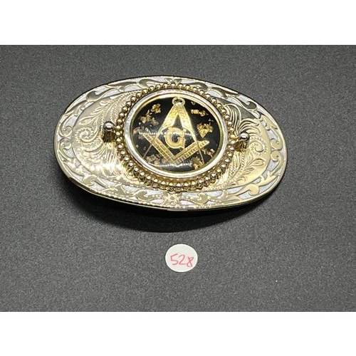 27 - White and gilt metal Masonic belt buckle.