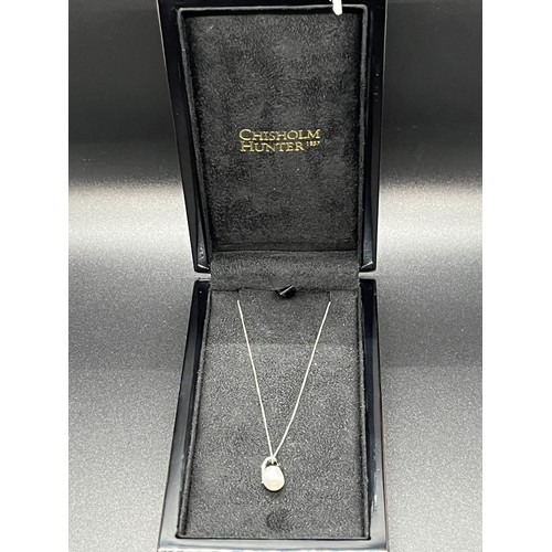 164 - 9ct white gold and pearl chain and pendant.