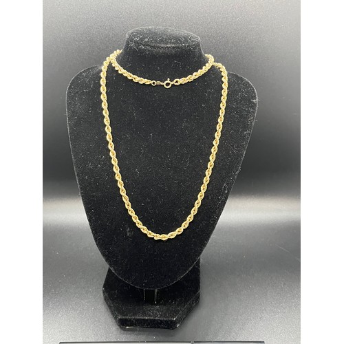 166 - 9ct gold rope chain 9.3 grams.