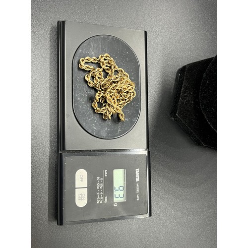 166 - 9ct gold rope chain 9.3 grams.