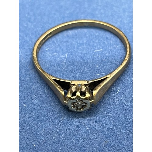 168 - 9ct gold and diamond ring.