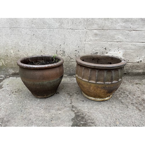 177 - Pair of vintage salt glaze ceramic planters.