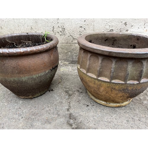 177 - Pair of vintage salt glaze ceramic planters.