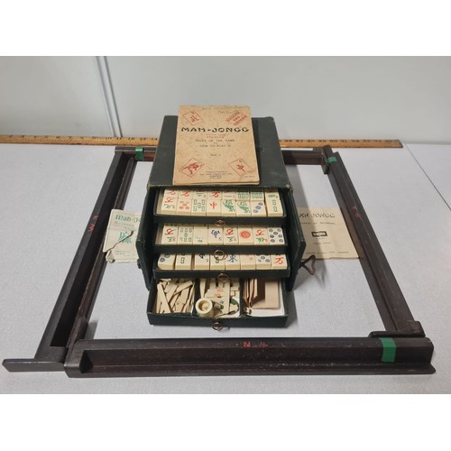 33 - Vintage J. Jaques & Son Mah Jongg set with four lacquered Mah Jongg tile racks.