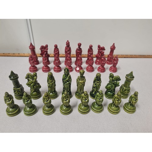 35 - 32 piece ceramic chess set.