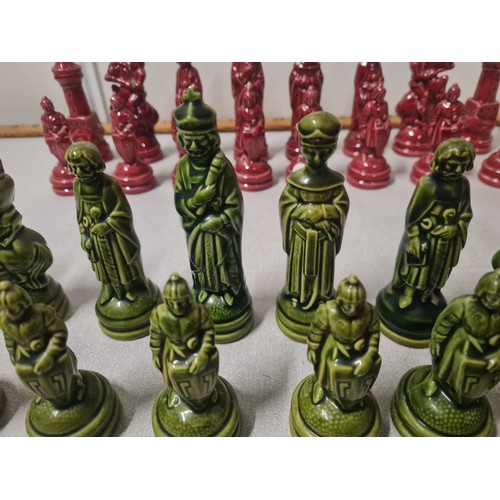 35 - 32 piece ceramic chess set.