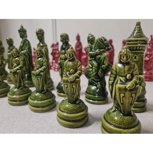 35 - 32 piece ceramic chess set.