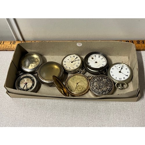 63 - box of pocket watches to include silver 
spares or repair