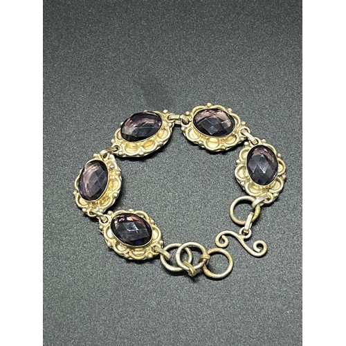 100D - silver & amethyst stone bracelet