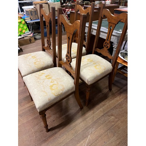 103 - 4 vintage oak upholstered dining chairs