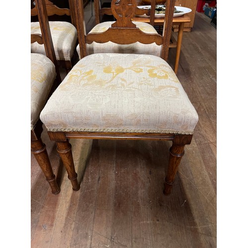 103 - 4 vintage oak upholstered dining chairs