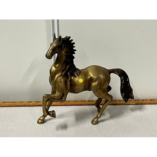 4 - large heavy brass prancing horse
27cm H x 28cm L