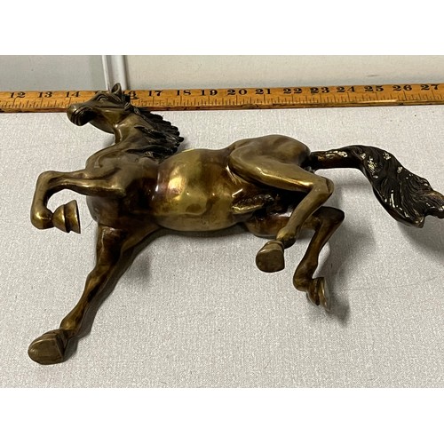 4 - large heavy brass prancing horse
27cm H x 28cm L