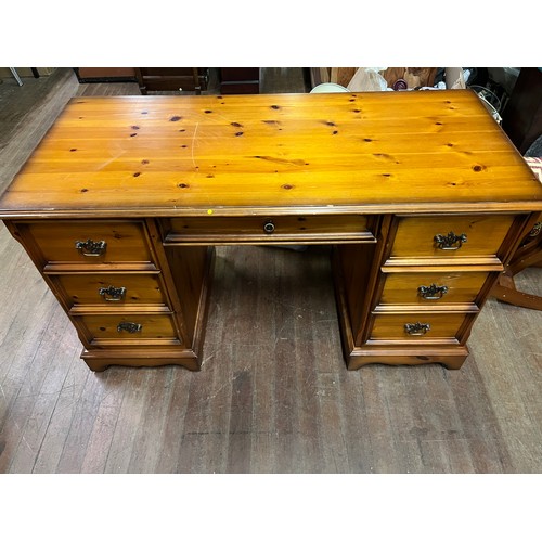 52 - Pine knee hole desk.
134cm W x 61cm D x 77cm H