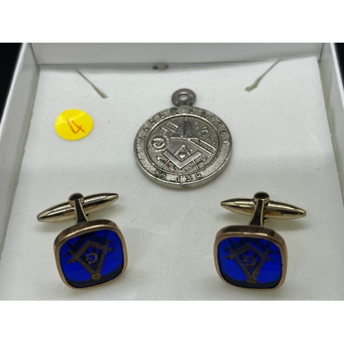 39 - masonic medal medallion & cufflinks