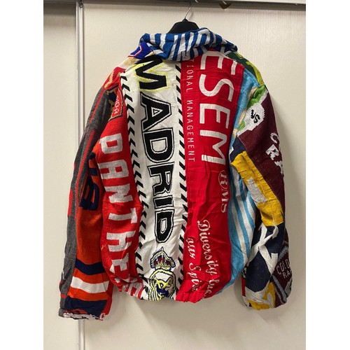 184 - Jacket made from football scarves to include Madrid etc