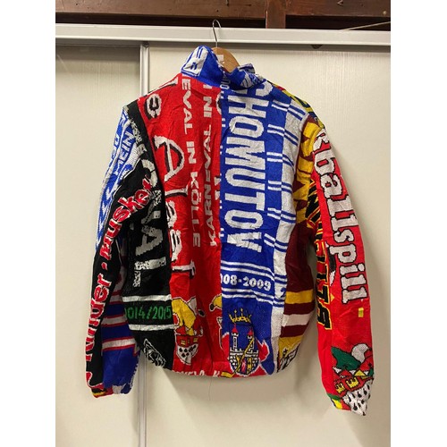 198 - Jacket made from football scarves to include Bayern Munich etc