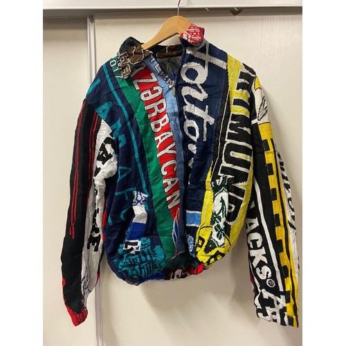 257 - Jacket made from football scarves to include Borussia Dortmund. etc