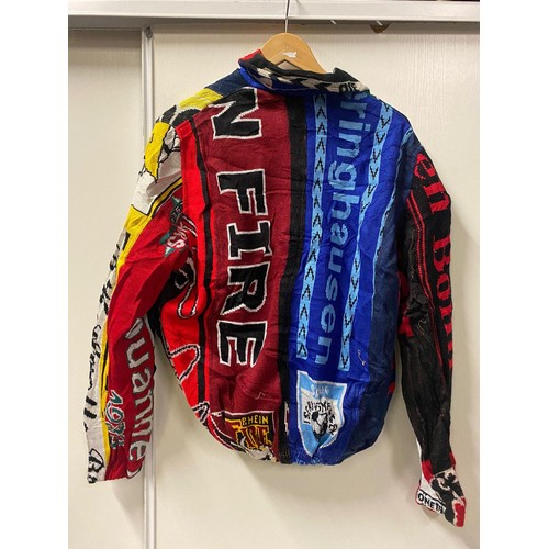 257 - Jacket made from football scarves to include Borussia Dortmund. etc