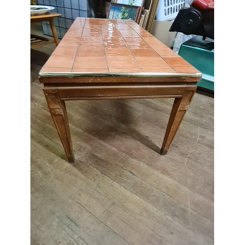 293 - Vintage tile topped coffee table.