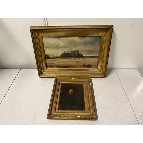 280 - 2 antique gilt framed oil paintings.
largest 58cm x 40cm