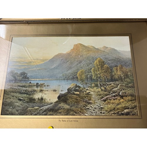 117 - Pair of antique glass fronted portrait photographs 
& framed picture of the banks of loch achray.