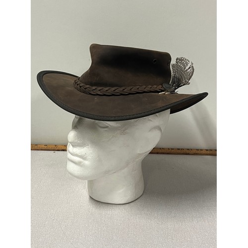 250 - Australian Barmah squashy genuine cattle leather hat.