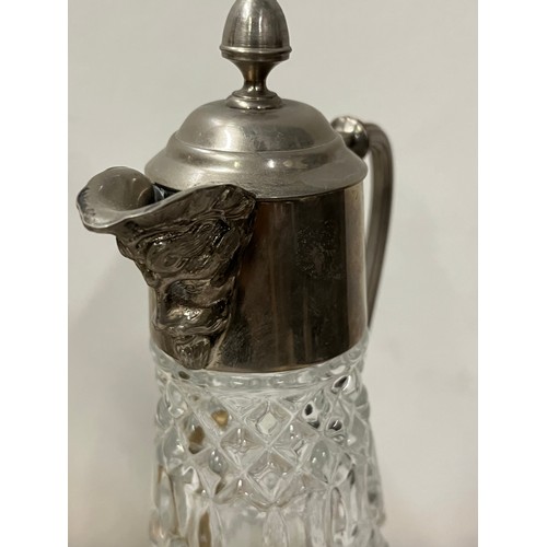 1 - Cut glass claret jug & art nouveau wine pourer.