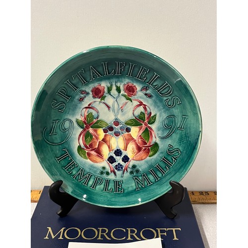 6 - Boxed Moorcroft Spitalfields temple plate.