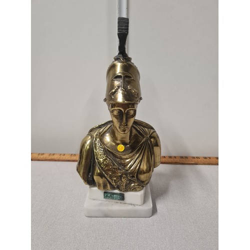 80 - Large heavy metal bust of Athena on metal stand. 
27cm h