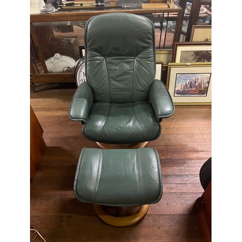 211 - Ekorness stressless reclining chair & stool.