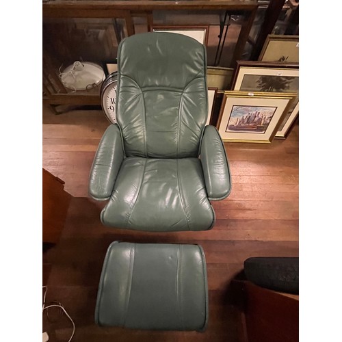 211 - Ekorness stressless reclining chair & stool.