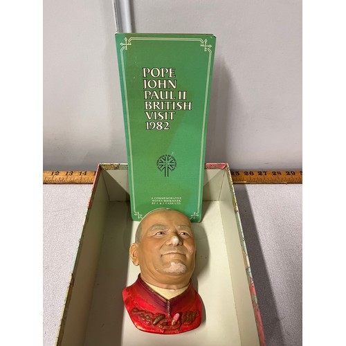 338 - Legend productions chalk Pope John Paull II wall plaque & 1982 British visit bookmark.