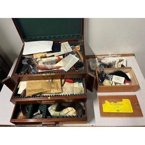 128 - Collection of fly tying equipment in wooden boxes