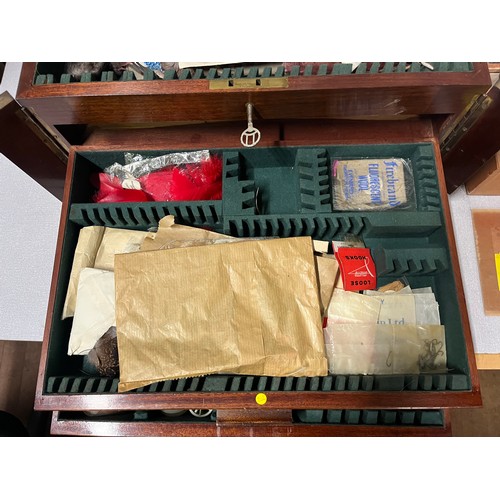 128 - Collection of fly tying equipment in wooden boxes