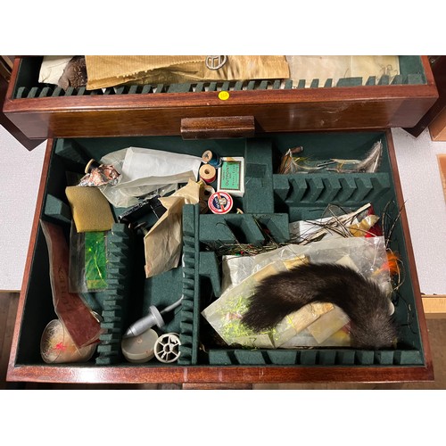 128 - Collection of fly tying equipment in wooden boxes