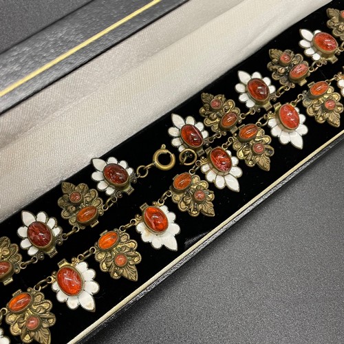 228 - Victorian enamel and amber stone necklace