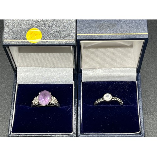 173 - 2 silver hallmarked ladies gem set rings