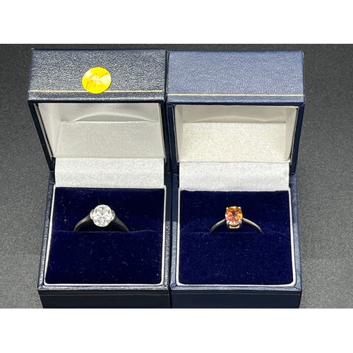 174 - 2 silver hallmarked ladies gem set rings