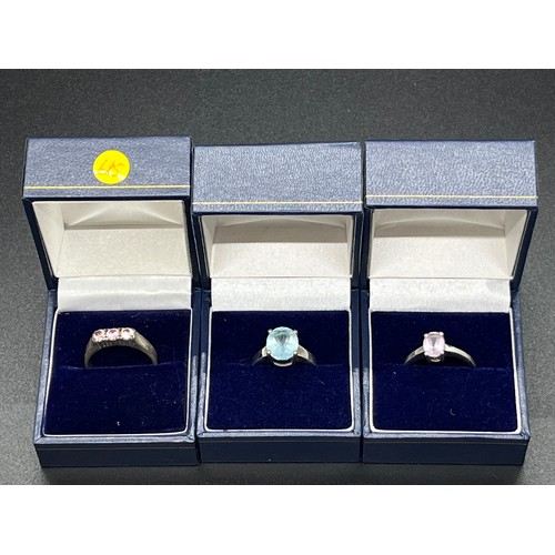 175 - 3 silver hallmarked ladies gem set rings