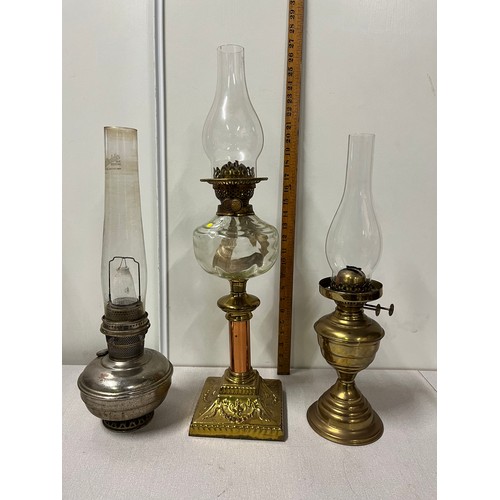 132 - 3 large vintage parrafin lamps to include aladdin,duplex & english made