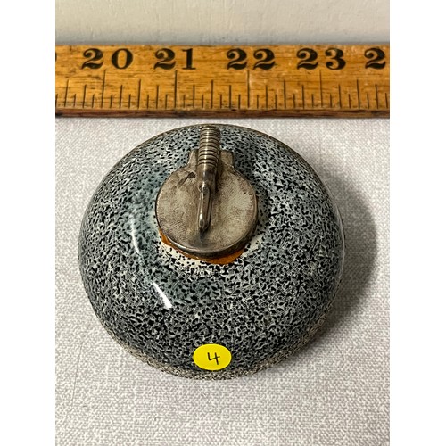 188 - victorian curling stone ink well with silver lid