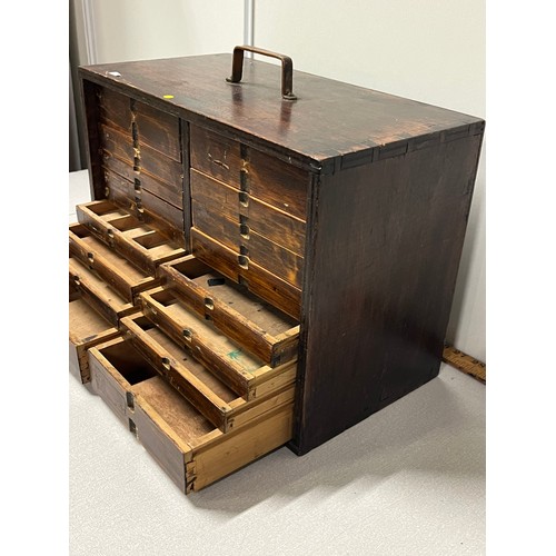 155 - Vintage wooden multi drawer cabinet.
42cm x 30cm x 22cm