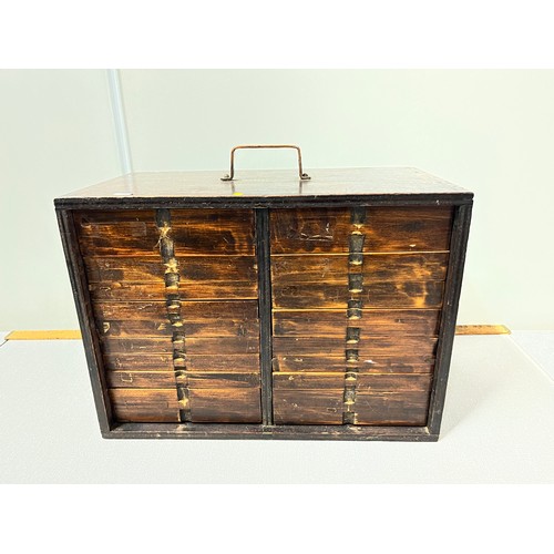 155 - Vintage wooden multi drawer cabinet.
42cm x 30cm x 22cm