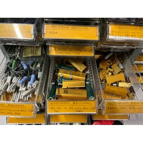 346 - Large collection of metal resisters & electrical components etc in metal cases with drawers.