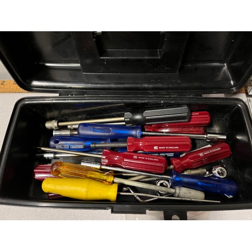 389 - Aluminium case filled with tap & die sets etc & 1 tool box to include ratchets etc.