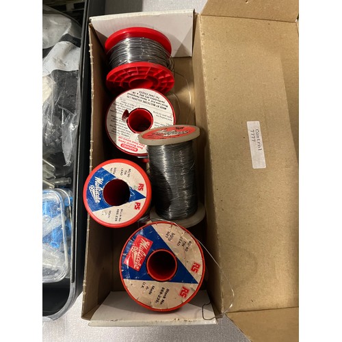 390 - Case of plastic connectors, box of solder wire etc.