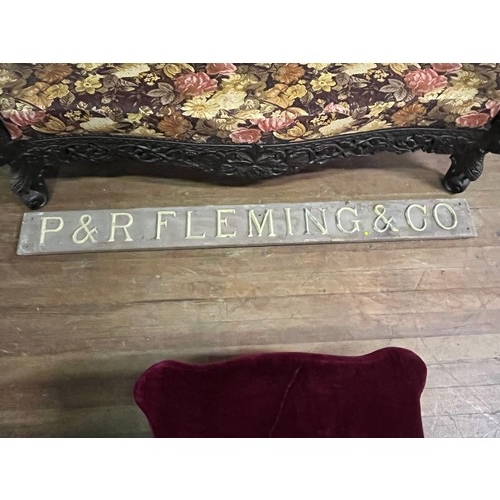 563 - Large P & R Fleming wood & metal sign. 
160cm